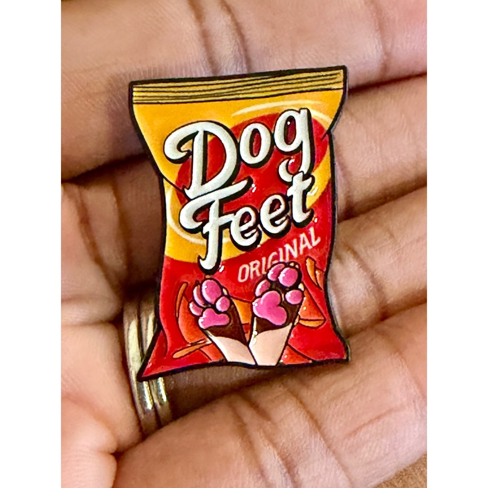 Dog Feet Original Potato Chip Bag Enamel Pin Funny Parody Dog Lover